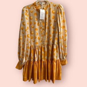 NWT Cristina Sabatini Nicole Mini Shirt Dress • Mixed Print Polka Dot